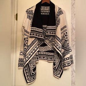 Flying Tomato Aztec Asymmetrical Print Cardigan